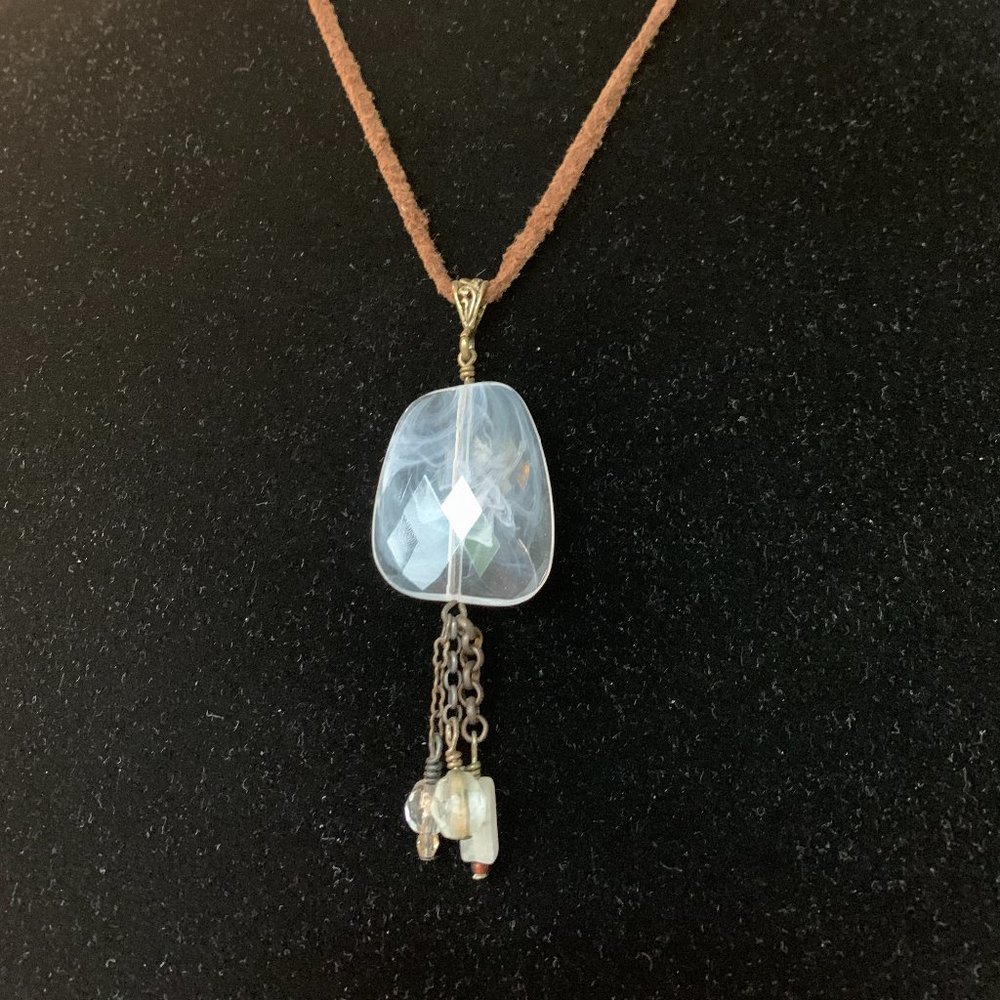 Milky Quartz pendant on a 16"-18" leather necklace